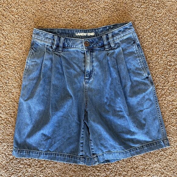 Lands End Light/Medium Wash Lot Bundle 3 Pleated Jean Shorts Womens 8 10 Petites - Picture 2 of 16